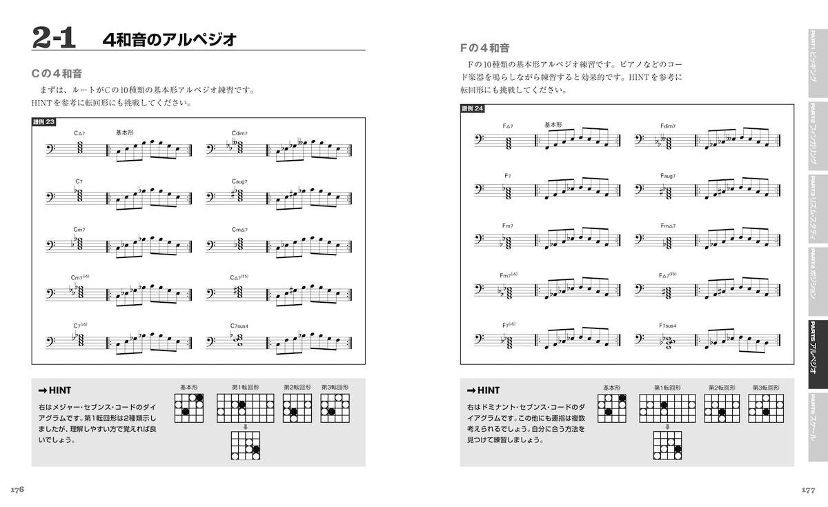 P176-177 『一生使えるベース基礎トレ本 ベーシストのためのハノン 新装版』P176-177